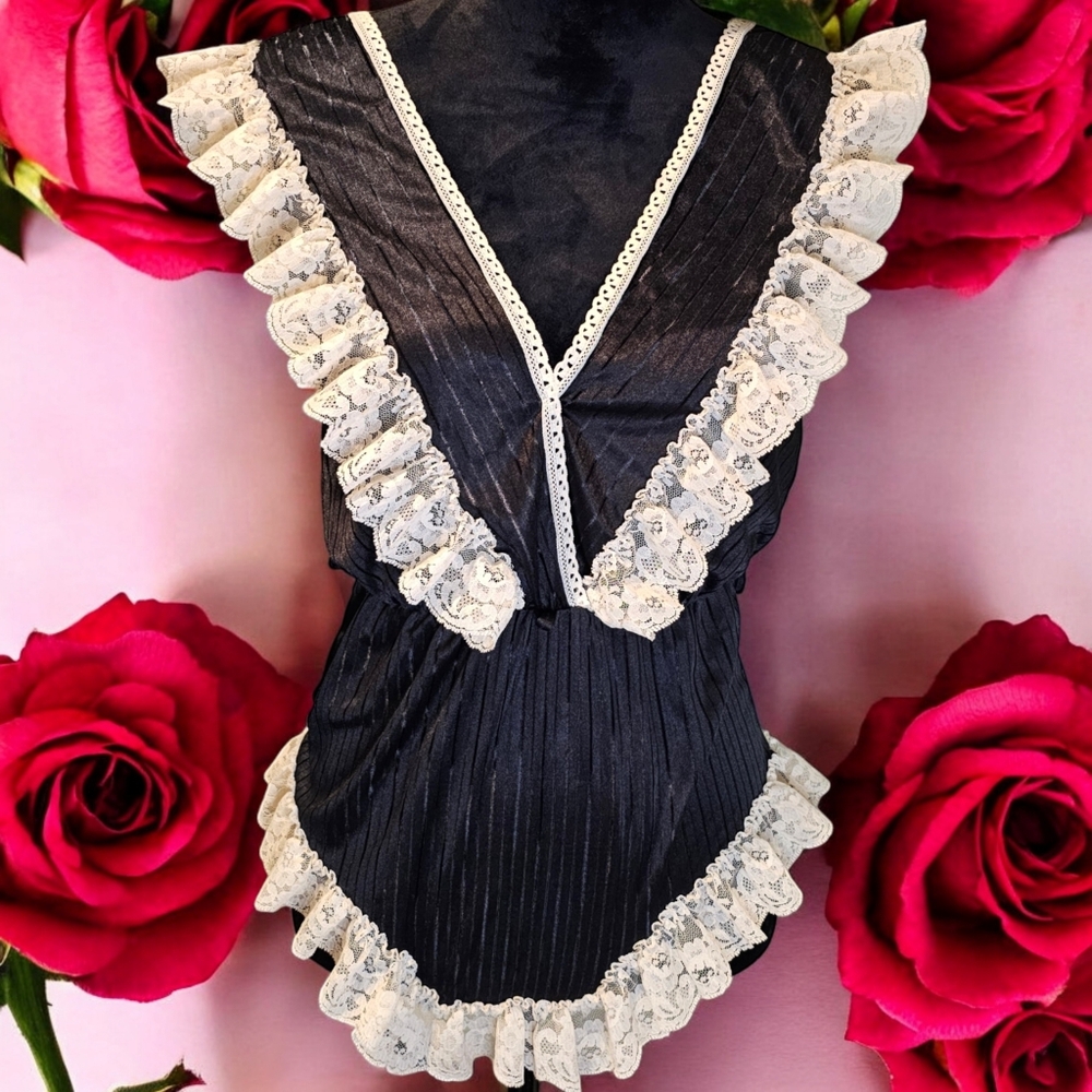Elissia Sz Small Black And White French Maid Teddy Vintage